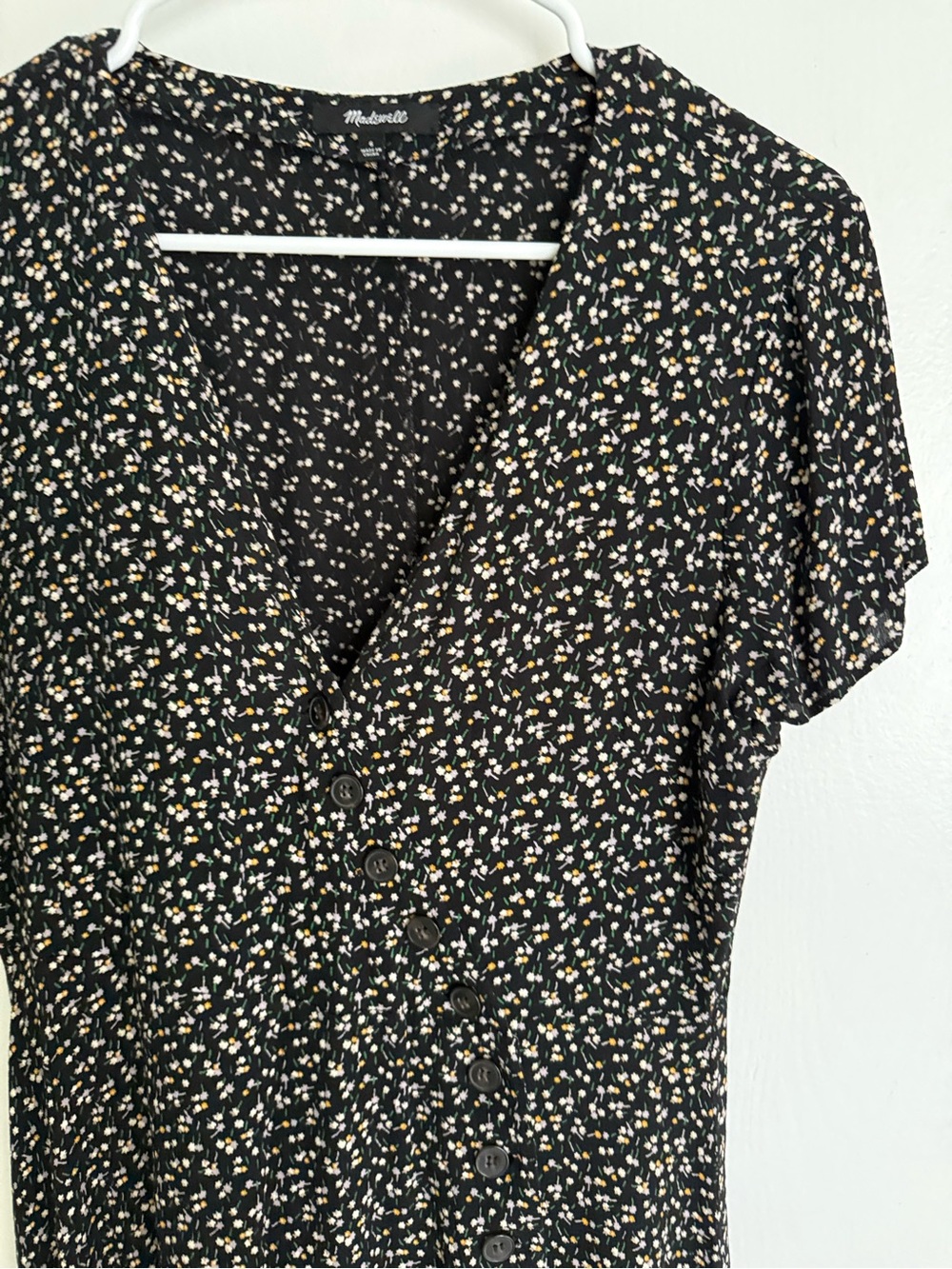 Madewell Black Ditsy Floral Button Dress